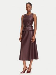 Rinascimento Sukienka z imitacji skóry CFC0130414003 Bordowy Regular Fit. Czerwone sukienki damskie Rinascimento, bez wzorów, ze skóry, bez ramiączek. Za 839.99 zł.