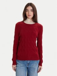 Tommy Hilfiger Sweter WW0WW43586 Czerwony Regular Fit. Czerwone swetry klasyczne damskie Tommy Hilfiger, m, z wełny, bez kołnierzyka. Za 649.99 zł.