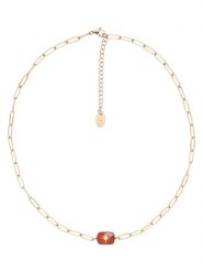 U.S. Polo Assn. Pozłacany naszyjnik z agatem - dł. 36,5 cm rozmiar: onesize. Czerwone naszyjniki damskie U.S. Polo Assn., z agatem, metalowe. Za 86.99 zł.