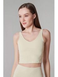 Onamaste Top sportowy "Mantra" w kolorze beżowym rozmiar: L/XL. Brązowe koszulki sportowe damskie Onamaste, l, bez wzorów, bez ramiączek, outdoorowe. Za 126.99 zł.