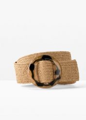 Pasek do noszenia w talii w optyce słomkowego. Brązowe paski damskie bonprix, bez wzorów. Za 74.99 zł.
