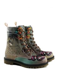 Goby Botki w kolorze brązowo-zielonym rozmiar: 42. Brązowe botki damskie Goby, z materiału, z okrągłym noskiem, bez obcasa, bez zapięcia. Za 266.66 zł.