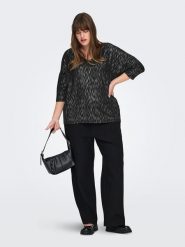 ONLY Carmakoma Bluzka w kolorze srebrno-czarnym rozmiar: 50/52. Czarne bluzki damskie Only Carmakoma, bez wzorów, bez kołnierzyka, bez ramiączek. Za 86.78 zł.