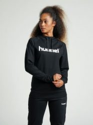 Bluza sportowa z kapturem damska Hummel Go Cotton Logo Hoodie Woman. Czarne bluzy damskie Hummel, xs, bez wzorów, z bawełny, z kapturem. Za 180.10 zł.