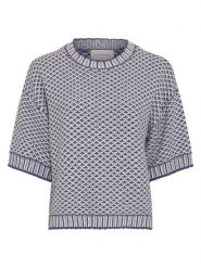 MOSS COPENHAGEN Sweter "Catina" w kolorze niebiesko-białym rozmiar: S/M. Białe swetry klasyczne damskie Moss Copenhagen, m, bez kołnierzyka. Za 179.95 zł.