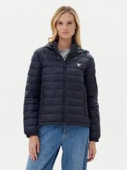Guess Jeans Kurtka przejściowa W5RL99 WHAB2 Granatowy Regular Fit. Niebieskie kurtki damskie Guess Jeans, l, z aplikacjami, z jeansu, bez kaptura. Za 419.99 zł.