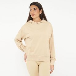 Unisex Bluza z kapturem F BOXY beżowa. Brązowe bluzy damskie LEGEA, s, bez wzorów, z bawełny, z kapturem. Za 96.00 zł.