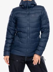 Kurtka puchowa damska Haglofs ROC Flash Down Hood. Niebieskie kurtki damskie Haglöfs, xs, bez wzorów, z materiału, bez kaptura. Za 1,117.45 zł.