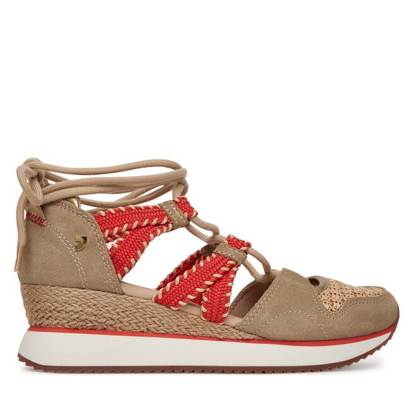 Półbuty Gioseppo. Brązowe czółenka damskie Gioseppo, bez wzorów, bez obcasa, na koturnie, bez zapięcia. Za 209.99 zł.