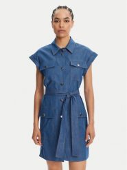 Liu Jo Sukienka jeansowa WA5509 D4695 Niebieski Regular Fit. Niebieskie sukienki damskie Liu Jo, bez wzorów, z jeansu, bez ramiączek. Za 789.99 zł.