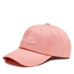 Czapka z daszkiem Tommy Jeans. Czerwone czapki z daszkiem damskie Tommy Jeans, bez wzorów, z jeansu. Za 79.99 zł.