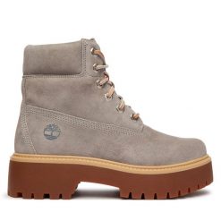 Trzewiki Timberland. Szare botki damskie Timberland, street, bez obcasa, na płaskiej podeszwie, bez zapięcia. Za 819.99 zł.