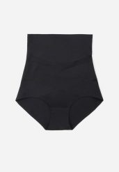 Czarna Bielizna Modelująca Majtki High Waist Zdobione Skośnymi Przeszyciami Kikoneva. Czarna bielizna korygująca Renee, z aplikacjami. Za 59.99 zł.