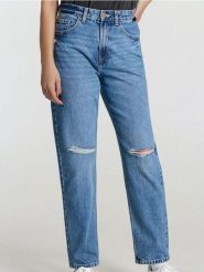 Jeansy mom high waist - granatowy. Niebieskie jeansy damskie Sinsay, z podwyższonym stanem. Za 59.99 zł.
