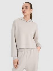 4F Bluza w kolorze szarobrązowym rozmiar: L. Szare bluzy damskie 4F, l, bez wzorów, z kapturem. Za 79.99 zł.