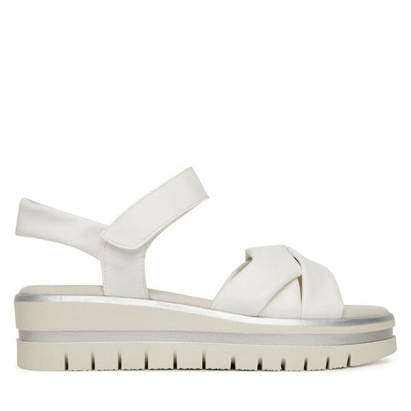 Sandały Clara Barson. Białe sandały damskie Clara Barson, bez wzorów, bez obcasa, na koturnie, bez zapięcia. Za 119.99 zł.