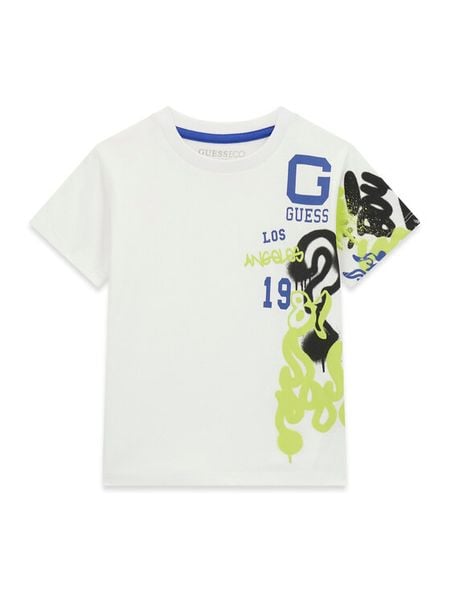Guess T-Shirt N6RI07 K8HM4 Biały Regular Fit. Białe t-shirty i koszulki chłopięce Guess, z aplikacjami, z bawełny, bez kołnierzyka, bez ramiączek. Za 89.99 zł.