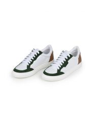 Anna Morellini Skórzane sneakersy "Feeria" w kolorze biało-zielono-jasnobrązowym rozmiar: 40. Białe obuwie sportowe damskie Anna Morellini, bez zapięcia. Za 404.10 zł.