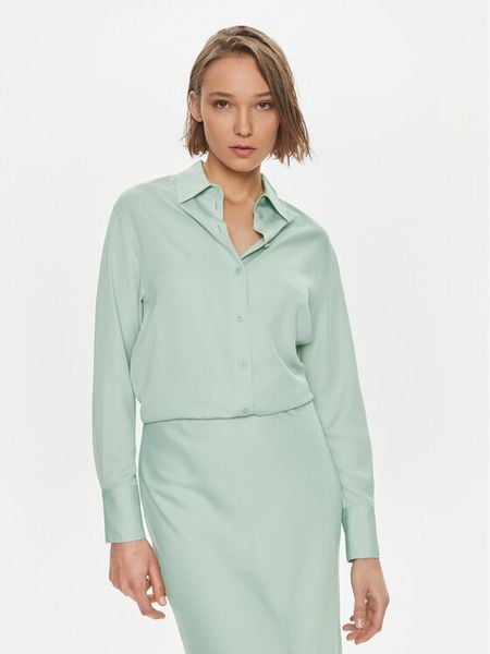 Calvin Klein Koszula K20K206777 Zielony Relaxed Fit. Zielone koszule damskie Calvin Klein, bez wzorów, z syntetyku, bez kołnierzyka, bez ramiączek. Za 279.99 zł.