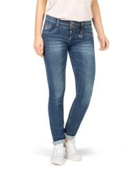Timezone Dżinsy "Enya" - Slim fit - w kolorze niebieskim rozmiar: W25/L32. Niebieskie jeansy damskie Timezone, z podwyższonym stanem. Za 149.31 zł.
