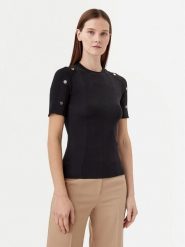 Motivi Sweter M5876000937N Czarny Slim Fit. Czarne swetry klasyczne damskie Motivi, m, z syntetyku, bez kołnierzyka. Za 129.99 zł.