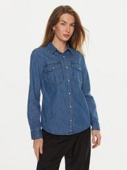 Sisley Koszula jeansowa 5FV6LQ028 Niebieski Regular Fit. Niebieskie koszule damskie Sisley, s, bez wzorów, z bawełny, bez kołnierzyka, bez ramiączek. Za 139.99 zł.