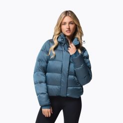 Kurtka puchowa damska Columbia Amaze Puff Hooded. Niebieskie kurtki damskie Columbia, bez wzorów, z puchu, bez kaptura. Za 779.99 zł.