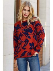 Milan Kiss Sweter w kolorze czerwonym ze wzorem rozmiar: L. Czerwone swetry klasyczne damskie Milan Kiss, l, z bawełny, bez kołnierzyka. Za 122.96 zł.