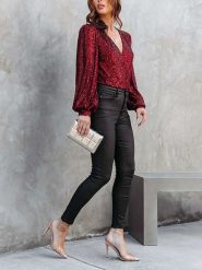 Milan Kiss Bluzka w kolorze bordowym rozmiar: XL. Czerwone bluzki damskie Milan Kiss, xl, bez wzorów, bez kołnierzyka, bez ramiączek. Za 187.52 zł.