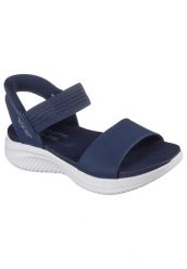 Sandały SKECHERS SLIP INS - SUMMERVILLE Niebieski. Niebieskie sandały damskie Skechers, bez wzorów, z materiału, bez obcasa, bez zapięcia. Za 296.99 zł.