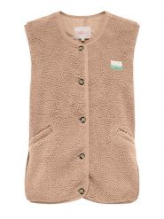 ONLY Kamizelka pluszowa w kolorze beżowym rozmiar: S. Brązowe kamizelki damskie Only, s, bez wzorów, bez kaptura. Za 135.81 zł.