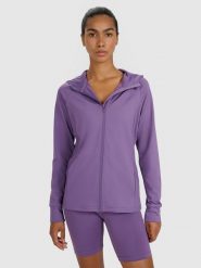4F Bluza treningowa regular szybkoschnąca damska - fioletowa XS. Czerwone bluzy damskie 4F, uniwersalny, bez wzorów, z dzianiny, z kapturem. Za 199.99 zł.