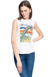 DAMSKI T-SHIRT WRANGLER SLEEVELESS TEE WHITE W7Q6GHX12 112132086. Białe t-shirty damskie Wrangler, s, bez wzorów, bez kołnierzyka. Za 69.99 zł.
