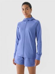 4F Bluza treningowa slim szybkoschnąca damska - granatowa XL. Niebieskie bluzy damskie 4F, xl, bez wzorów, z dzianiny, z kapturem. W wyprzedaży za 99.99 zł.