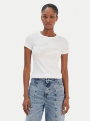 Guess T-Shirt W6RI22 KA0H1 Biały Slim Fit. Białe t-shirty damskie Guess, s, z aplikacjami, z bawełny, bez kołnierzyka. Za 179.99 zł.