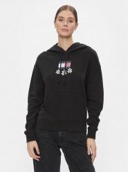 Tommy Jeans Bluza Tjw Bxy Daisy Flag Hoodie DW0DW17708 Czarny Regular Fit. Czarne bluzy damskie Tommy Jeans, xxs, bez wzorów, z bawełny, bez kaptura. W wyprzedaży za 249.99 zł.