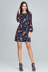 Casualowa Sukienka z Bufiastym Rękawem z Barwnym Wzorem - Wzór 77. Czarne sukienki damskie Figl, bez wzorów, z elastanu, bez ramiączek. Za 269.00 zł.