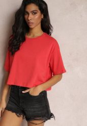 Czerwony Krótki T-shirt Oversize z Krótkim Rękawem Tiloyea. Czerwone t-shirty damskie Renee, xl, bez wzorów, bez kołnierzyka. Za 24.99 zł.