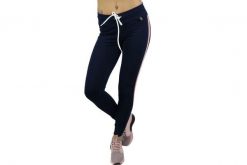 Leginsy fitness damskie Leggins Navy LEGG-RACE. Niebieskie legginsy sportowe damskie Gym Hero, s, bez wzorów, z bawełny, na fitness i siłownię. Za 99.99 zł.