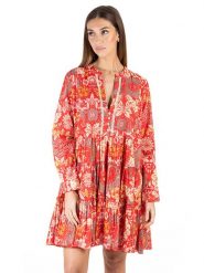 Isla Bonita by SIGRIS Sukienka w kolorze czerwonym rozmiar: XL. Czerwone sukienki damskie Isla Bonita by SIGRIS, bez wzorów, z bawełny, bez ramiączek. Za 193.45 zł.