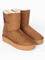 ISLAND BOOT Botki zimowe "Emmy" w kolorze jasnobrązowym rozmiar: 37. Brązowe botki damskie Island Boot, na zimę, bez obcasa, bez zapięcia. Za 140.53 zł.