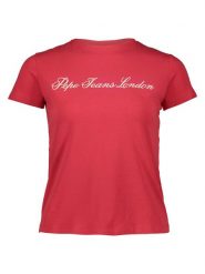 Pepe Jeans Koszulka w kolorze czerwonym rozmiar: XL. Czerwone bluzki damskie Pepe Jeans, xl, bez wzorów, z jeansu, bez kołnierzyka, bez ramiączek. Za 63.95 zł.