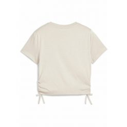 Młodzieżowa koszulka FLAMING LOVE z węzłem PUMA Alpine Snow White. Biała bluzki damskie Puma, m, bez wzorów, z gumy, bez kołnierzyka, bez ramiączek. Za 99.00 zł.