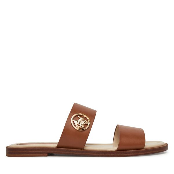 Klapki Beverly Hills Polo Club. Brązowe klapki damskie Beverly Hills Polo Club, bez wzorów, bez obcasa, bez zapięcia. Za 139.99 zł.