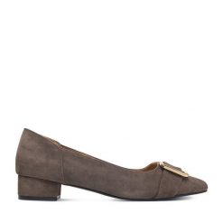 Czółenka Lasocki. Szare czółenka damskie Lasocki, bez wzorów, bez obcasa. Za 269.99 zł.