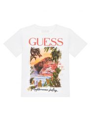 Guess T-Shirt L6GI05 K6XN4 Biały Regular Fit. Białe t-shirty i koszulki chłopięce Guess, z aplikacjami, z bawełny, bez kołnierzyka, bez ramiączek. Za 114.99 zł.