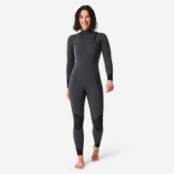 Pianka surfingowa overall damska Decathlon 900 z naturalnego kauczuku 4/3 mm. Brązowe kombinezony damskie Decathlon, s, bez wzorów, z kauczuku, sportowe, bez kołnierzyka, bez ramiączek, długie. Za 749.99 zł.