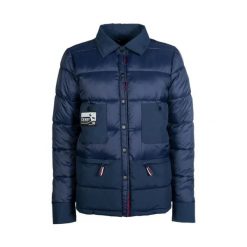 Kurtka puchowa HKM Derby. Niebieskie kurtki damskie HKM, l, z aplikacjami, z gumy, bez kaptura. Za 367.50 zł.
