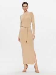 MICHAEL Michael Kors Sukienka dzianinowa MF381UN4VR Beżowy Slim Fit. Brązowe sukienki damskie MICHAEL Michael Kors, bez wzorów, z dzianiny, bez ramiączek. Za 1,849.00 zł.