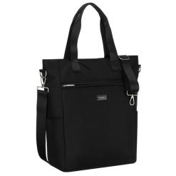 Czarna, pojemna shopperka damska na uchwytach i doczepianym pasku Peterson PTN CTY-17. Czarne torebki klasyczne damskie Peterson, bez dodatków. Za 79.99 zł.